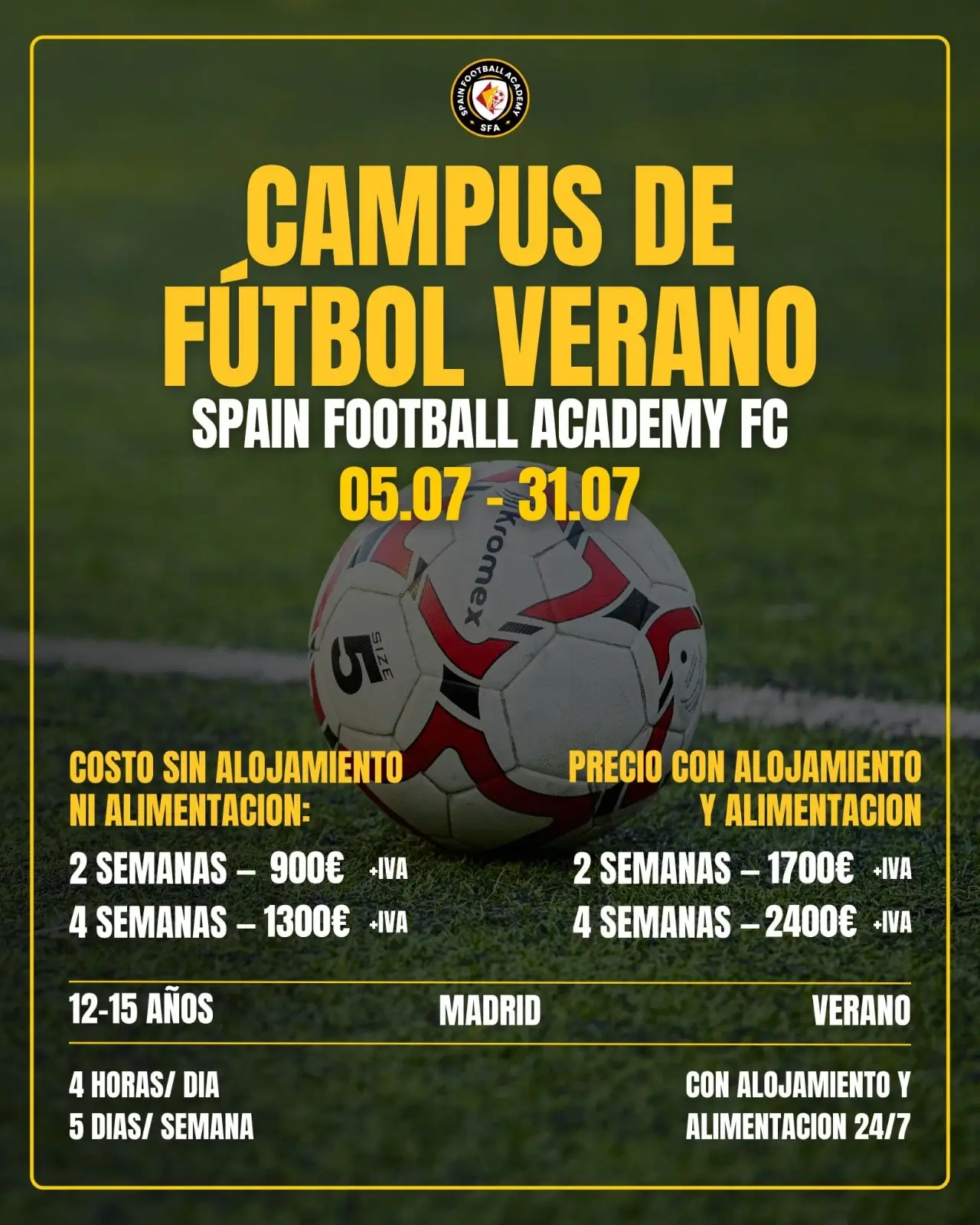 Spain Football Academy FC anuncia campamento de verano de fútbol en Madrid | es